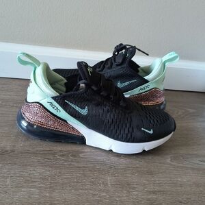 Women's Nike Air Max 270 Sneakers Customized With Swarovski Crystals Size 7.5